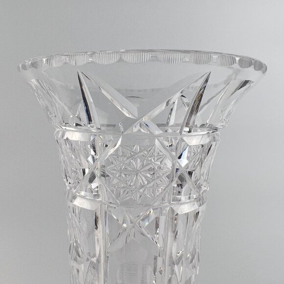 Stunning Antique T. G. Hawkes Cut Crystal Tall Trumpet Vase Signed Rare Pattern - Picture 2 of 14